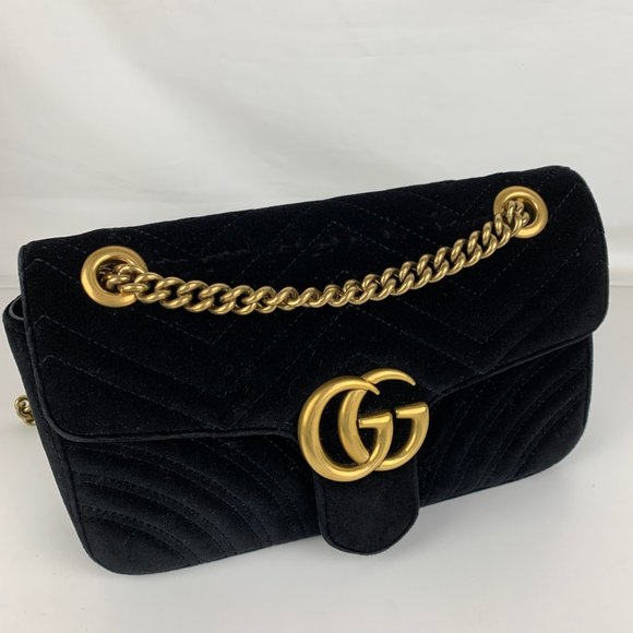 Gucci Handbags - New Gucci Marmont Black Velvet Shoulder Bag